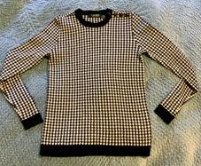 Ralph Lauren Merino Wool Houndstooth Sweater Crest Button Size S