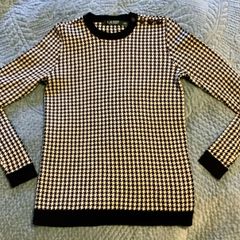 Ralph Lauren Merino Wool Houndstooth Sweater Crest Button Size S