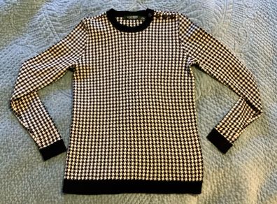 Ralph Lauren Merino Wool Houndstooth Sweater Crest Button Size S