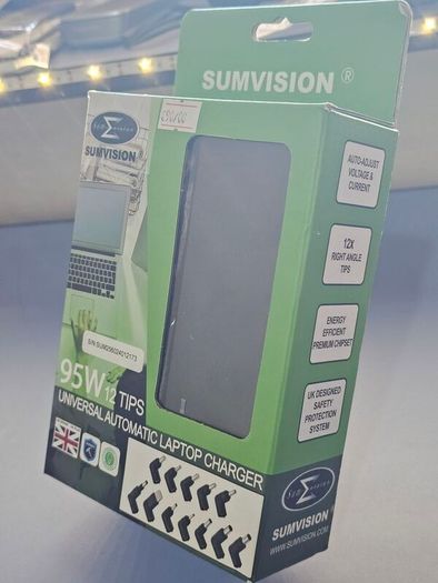 2026 Automatic Sumvision 95W Universal 95W Power Adapter With 12Tips DC (Updated S.tyle) / Charger for Laptops.