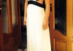 Long cream and black backless dress for sale