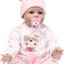 Realistic Reborn Dolls 22inch 55cm Lifelike Baby Dolls Soft Silicone Vinyl Weighted Cloth Body with Feeding Kit Reborn Dolls Girls (FREE POSTAGE) Image 5