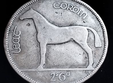 #820 - Ireland - 1928 - Half Crown - Silver - KM.8