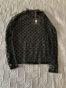 BY VERY Petite Black Chiffon Top Size 10 UK