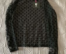BY VERY Petite Black Chiffon Top Size 10 UK