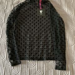 BY VERY Petite Black Chiffon Top Size 10 UK