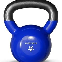 12kg Kettlebells Vinyl Coated Cast Iron for Dumbbell Weights Exercises, Gym, Fitness, Full Body Workout Equipment Push up, Grip and Strength Training