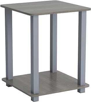 NEW SALE | Simplistic 2-Pack End Table, Side Table, French Oak Grey/Grey, 39.6 x 39.6 cm