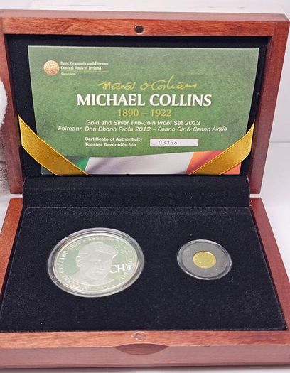 Ireland Silver Proof 2012 Michael Collins 1890-1922 Commemorative Silver and Gold Proof Coin Set in Original Holder with COA Stunning!