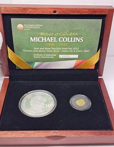 Ireland Silver Proof 2012 Michael Collins 1890-1922 Commemorative Silver and Gold Proof Coin Set in Original Holder with COA Stunning!