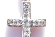 Vintage Sterling Silver 925 Cross  Cubic Zirconia Pendant and Chain length 16" / 4,90g