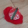 Red cloth flower brooch Image 2