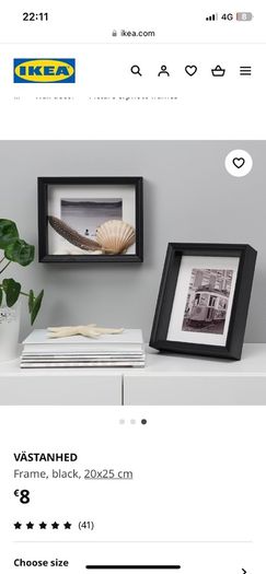 Picture frames VASTANHED black 20 x 25 cm - new