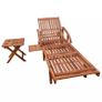 Sun Lounger with Table Solid Acacia Wood Image 4
