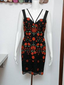 Karen Milllen rose chemical lace embroidered mini dress