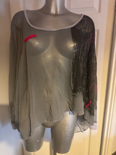 One O One French transparent oversized one size grey cover up top Postage included