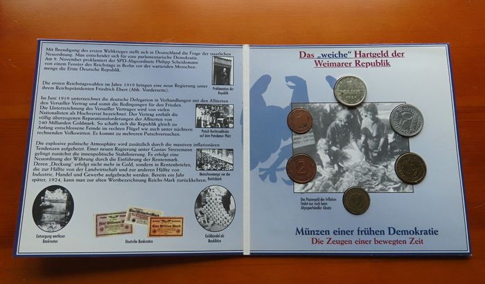 90 EURO Retail - German Silver Mark 1924 Antique coins set Weimar Republic - 1918-1933 | 89.99 euro issue price