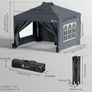3m x 3m Pop Up Heavy Duty Gazebo with Sides, Central Lock System & 4 Weight Bags & Carry Bag, Marquee Garden Party Tent Outdoor, Grey Image 2