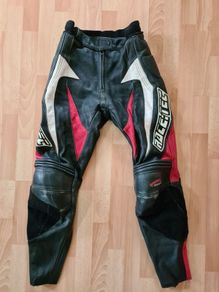 motorbike bike trousers pants leather black uk8 36 race tec alien .