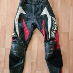 motorbike bike trousers pants leather black uk8 36 race tec alien .