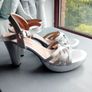 Ladies silver sandals heeled NEW Image 2