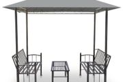 Garden Pavilion with Table and Benches 2.5x1.5x2.4 m Anthracite