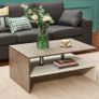 BRAND NEW Coffee Table 2 Tiers Book Sundries Storage Shelf with 2 Pillars Living Room Table Sofa Table Concrete White 90x60cm Image 3