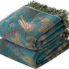 Double-sided Cotton Sofa Throws Large 2 or 3 Seater, Jacquard Woven Bedspread 230x250CM(90x98In)