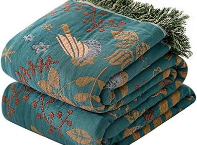 Double-sided Cotton Sofa Throws Large 2 or 3 Seater, Jacquard Woven Bedspread 230x250CM(90x98In)