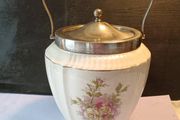 Fabolous Hand painted Victorian Stoneware Biscuit Barrel