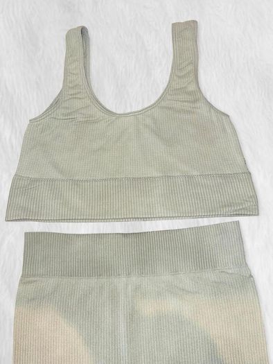 SKIMS Kim Kardashian Seamless Rib Aqua Green Lounge Set Bralette + Boxer Shorts Size S/M