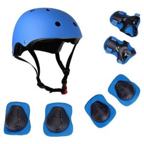 7 in 1 Kids Protective Gear Set - Helmet, Knee, Elbow & Wrist Pads Blue