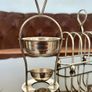 Unusual Antique Silver Plate Table Tea Strainer with Drip Bowl 1900s Image 7