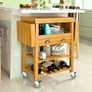 Kitchen Trolley With Expandable Work Surface Bamboo Image 2