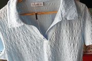 ladies blue crinkles short sleeve shirt