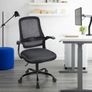 Adjustable ergonomic swivel chair office and study seat with lumbar support height adjustment, 360 rotation, 90 flip up armrests for home office Black Image 4