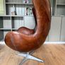 Brown Leather Egg Chair - Arne Jacobson Style - Quality Reproduction Image 3
