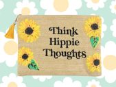 Think Hippie Thoughts Sunflower Festival Travel Accessories Makeup Bag