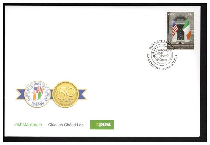 2011 Ireland 50th Anniversary of the American Chamber of Commerce Commemorative Stamps First Day Cover (FDC)