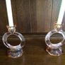 Rare Vintage Art Deco Peach Glass Circular Candle Holders Image 3