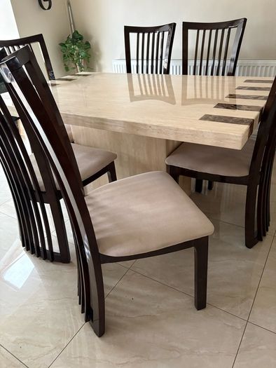 Marble Dining Table & 6 Chairs