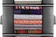 Clothes Storage Bag 3Pack 90L Large Capacity Solution Organizer for Clothes, Duvets, Comforters, Blankets, Bedding with Zip and Clear Window Reinforced Handle Thick and Breathable Fabric (FREE POSTAGE)