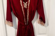 Luxury Burgundy Satin &amp; Lace Nightdress &amp; Robe Set (XXL)