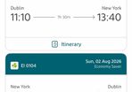 Dublin to New York x2 . Liverpool vs Wrexham tickets