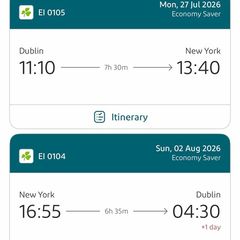 Dublin to New York x2 . Liverpool vs Wrexham tickets