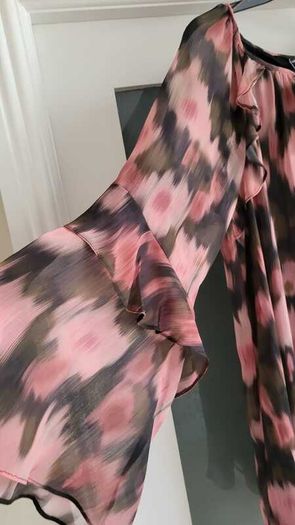 GEORGE khaki and pink print layered dress Sz 14 - Bnwt - Rrp 26 Sterling