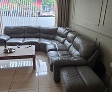 Grey Leather Corner Sofa