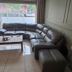 Grey Leather Corner Sofa