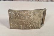 Vintage Brass Belt Buckle Union Central Pacific Railroad Omaha California