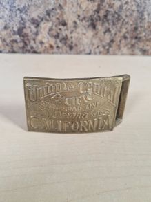 Vintage Brass Belt Buckle Union Central Pacific Railroad Omaha California